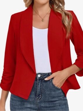 Fashionolics Res Blazer 3/4 Sleeve Open Front Casual